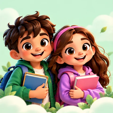 Two children ready to learn